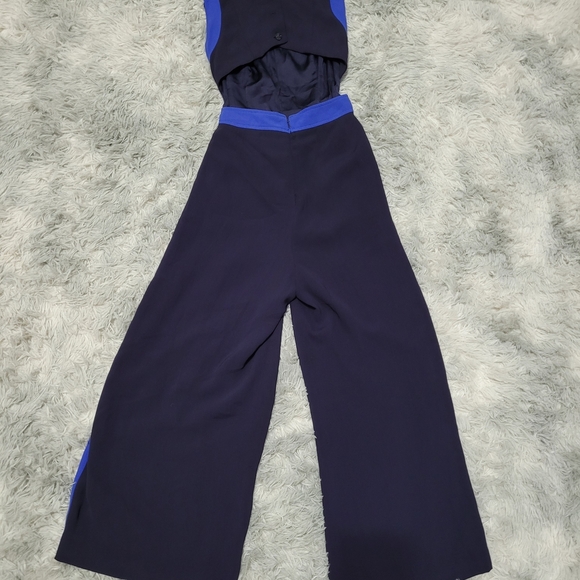 Anthropologie elevenses “Becas" Blue and Black Jumpsuit, Size 2 Reg, Like New - Picture 4 of 4